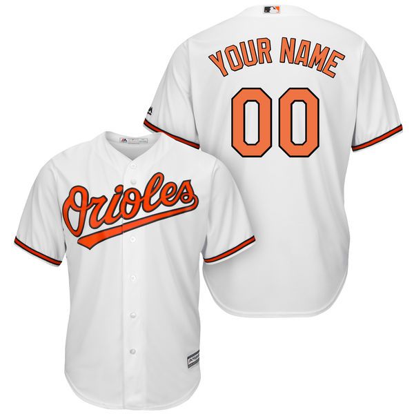 Men Baltimore Orioles Majestic White Home Cool Base Custom MLB Jersey